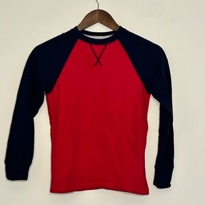 Faded Glory Boys Raglan Long Sleeve Shirt Size M 8 Red Navy Colorblock